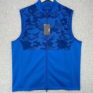 G/FORE Vest Mens XL Blue Camo Skull Full Zip Thermal Golf Active Stretch NEW